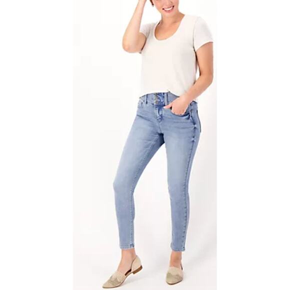 Laurie Felt AVC 3X Petite Silky Denim Curve Ankle Skinny Jeans- Indigo Stretchy - Picture 3 of 11